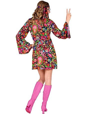 Hippiemeisjeskostuum in een psychedelische jurk
