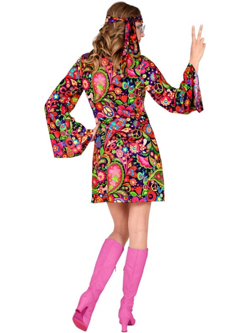 Hippiemeisjeskostuum in een psychedelische jurk Multicolor - Kiabi