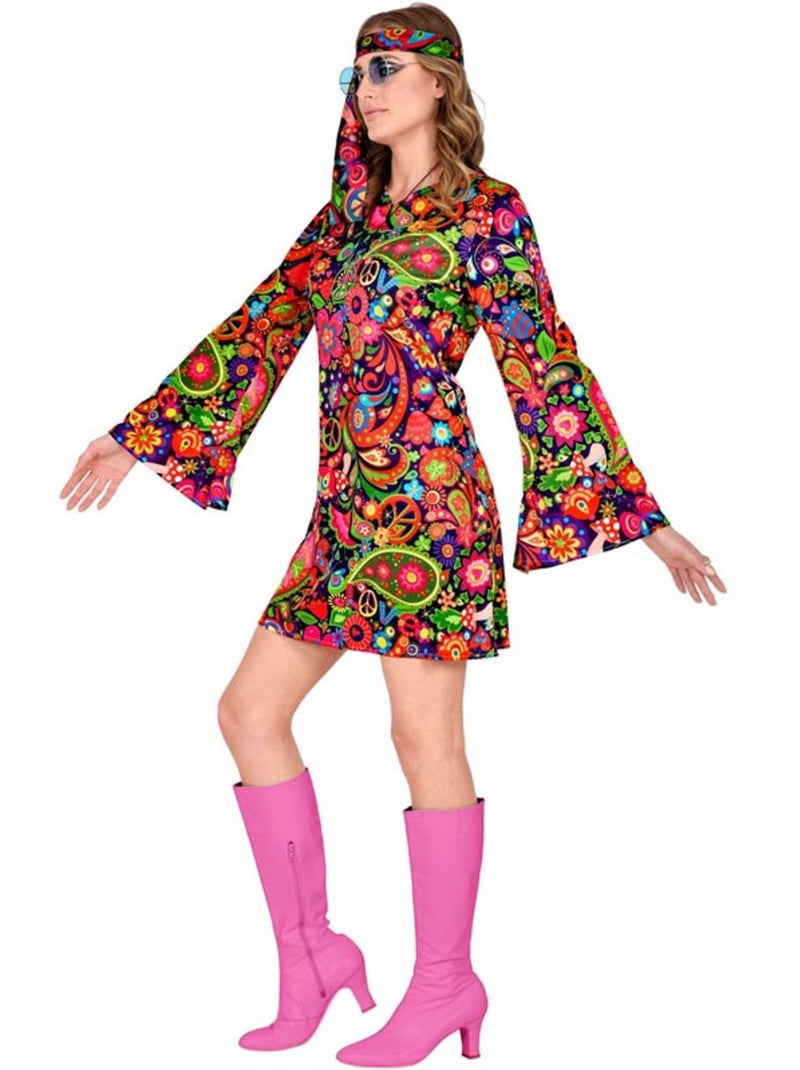 Hippiemeisjeskostuum in een psychedelische jurk Multicolor - Kiabi
