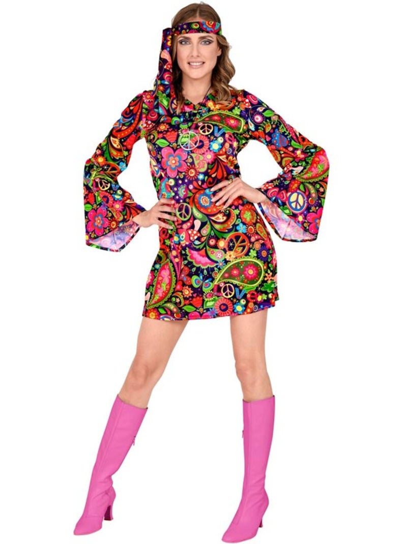 Hippiemeisjeskostuum in een psychedelische jurk Multicolor - Kiabi