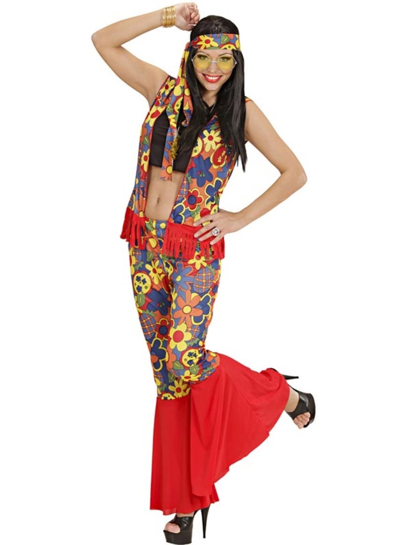 Hippievrouwkostuum met lint en medaillon Multicolor - Kiabi