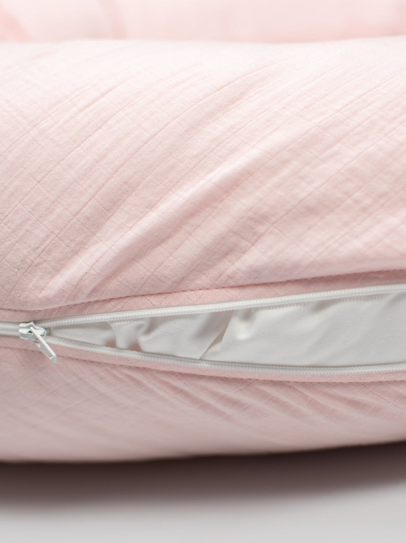 Hoes voor zwangerschaps- en voedingskussen van katoenen mousseline Roze - Kiabi