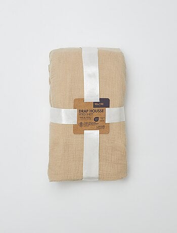 Hoeslaken 1 persoon (90x190 cm) van katoenen double gauze - Kiabi Home