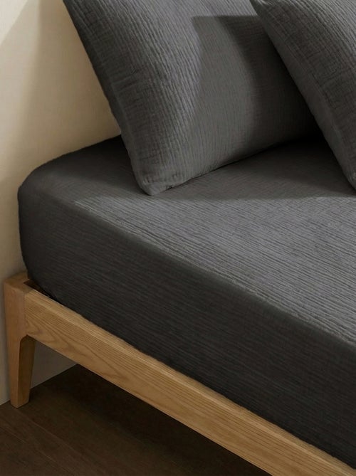 Hoeslaken 1 persoon (90x190 cm) van katoenen double gauze - Kiabi Home - Kiabi