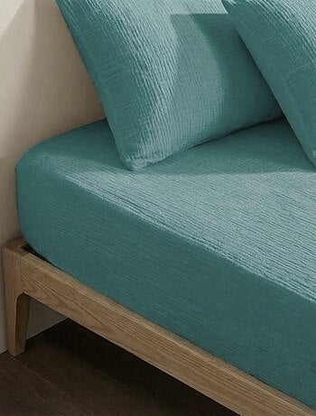 Hoeslaken 1 persoon (90x190 cm) van katoenen double gauze - Kiabi Home