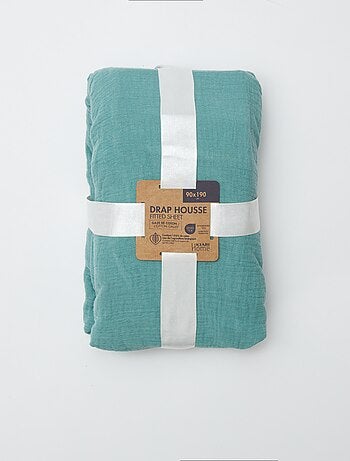 Hoeslaken 1 persoon (90x190 cm) van katoenen double gauze - Kiabi Home