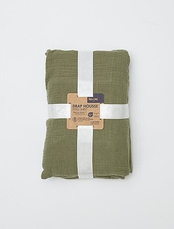 Hoeslaken 1 persoon (90x190 cm) van katoenen double gauze - Kiabi Home