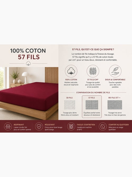 Hoeslaken – 100% katoen 57 draden/cm² - Kiabi