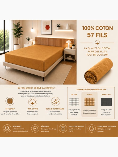 Hoeslaken – 100% katoen 57 draden/cm² - Kiabi