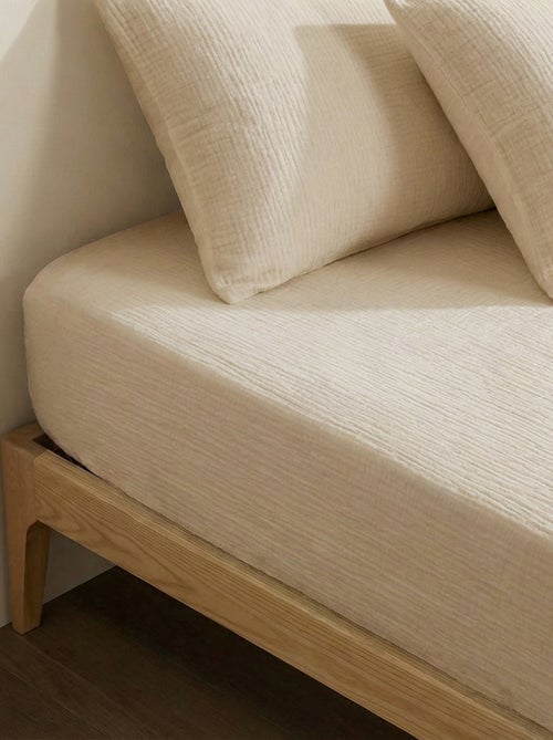 Hoeslaken 2 personen (140x200) van dubbel katoengaas - Kiabi Home - Kiabi