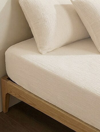 Hoeslaken 2 personen (140x200) van dubbel katoengaas - Kiabi Home