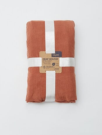 Hoeslaken 2 personen (140x200) van dubbel katoengaas - Kiabi Home