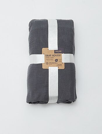 Hoeslaken 2 personen (140x200) van dubbel katoengaas - Kiabi Home