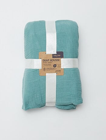 Hoeslaken 2 personen (140x200) van dubbel katoengaas - Kiabi Home