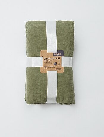 Hoeslaken 2 personen (140x200) van dubbel katoengaas - Kiabi Home