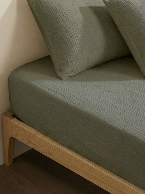 Hoeslaken 2 personen (140x200) van dubbel katoengaas - Kiabi Home - Kiabi