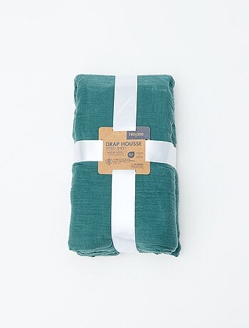 Hoeslaken 2 personen (180x200) van dubbel katoengaas - Kiabi Home