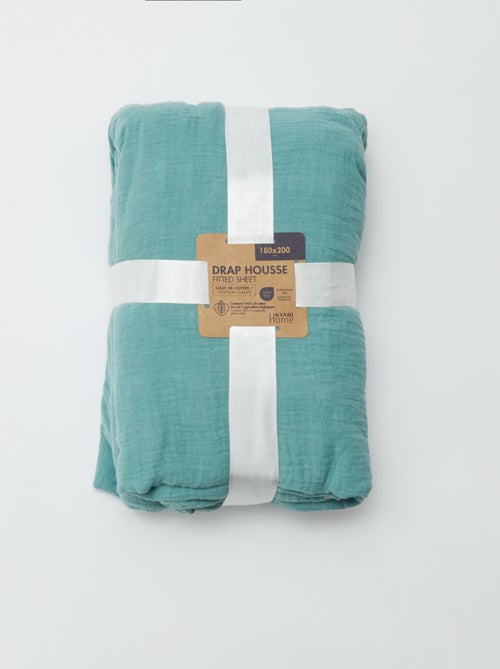 Hoeslaken 2 personen (180x200) van dubbel katoengaas - Kiabi Home - Kiabi