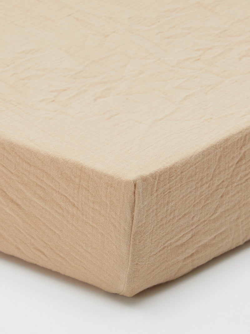 Hoeslaken babybed (60x120 cm) van dubbel katoengaas - Kiabi Home BIEGE - Kiabi