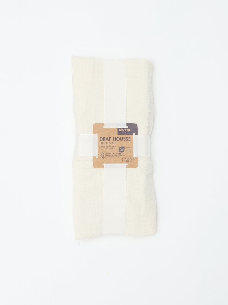 Hoeslaken babybed (60x120 cm) van dubbel katoengaas - Kiabi Home Wit - Kiabi