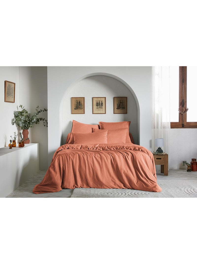 Hoeslaken – effen lyocell lysandre – hoekhoogte 30 cm Terracotta - Kiabi