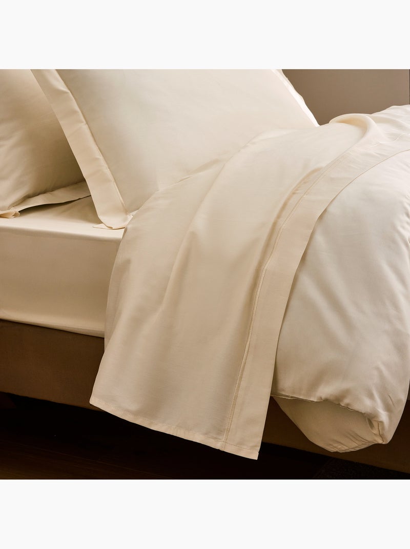 Hoeslaken – katoensatijn 120 draden/cm² – hoekhoogte 30 cm Natuurlijk beige - Kiabi