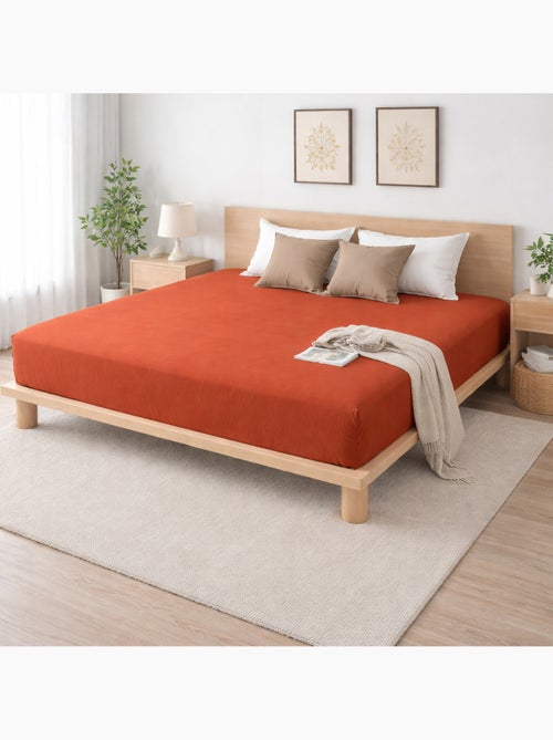 Hoeslaken sienna – katoengaas & katoen 57 draden – hoekhoogte 30 cm - Kiabi Hoeslaken sienna – katoengaas & katoen 57 draden – hoekhoogte 30 cm - Kiabi