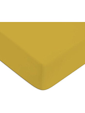 Hoeslaken van effen katoen met 57 draden per inch en een diepe hoek van 25 cm.