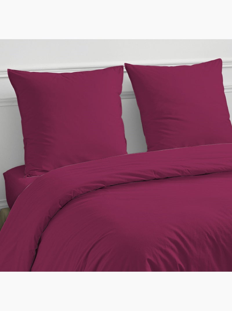 Hoeslaken van effen katoen met 57 draden per inch en een diepe hoek van 25 cm. Magenta - Kiabi