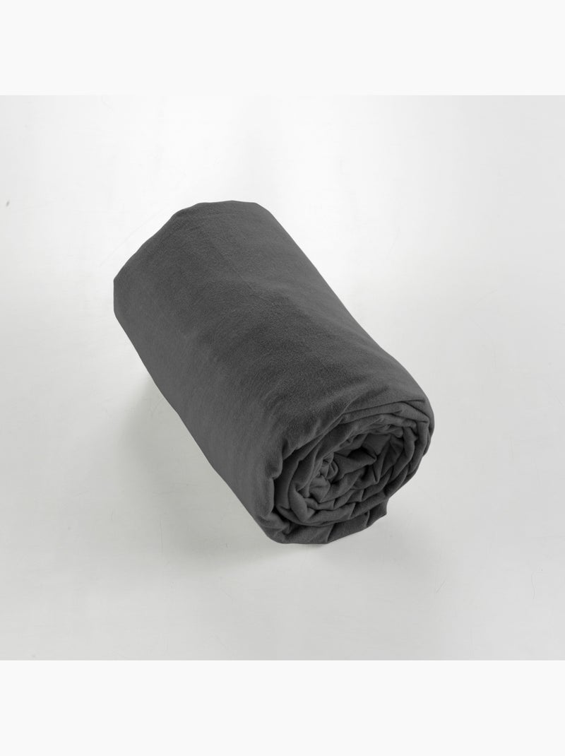 Hoeslaken – warme en zachte flanel – hoekhoogte 30 cm – candice Antracietgrijs - Kiabi