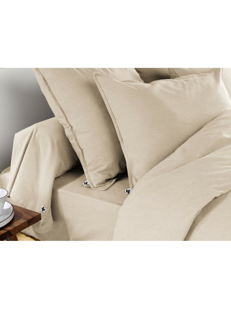 Hoeslaken – warme en zachte flanel – hoekhoogte 30 cm – candice Beige - Kiabi