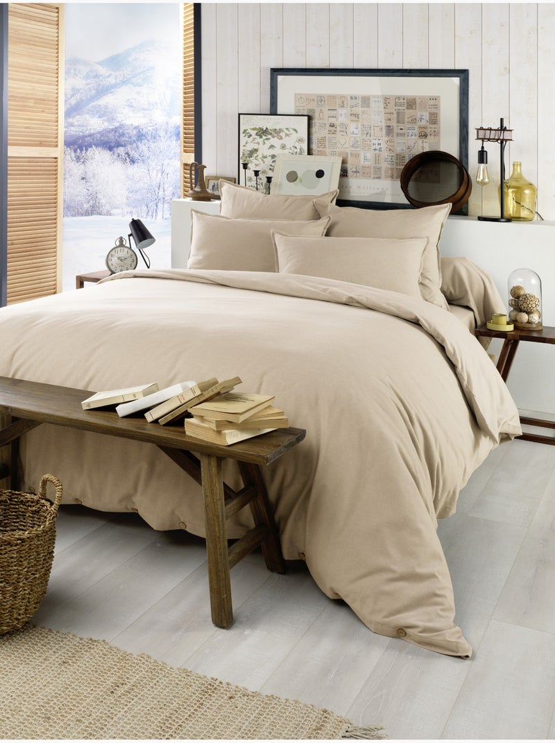 Hoeslaken – warme en zachte flanel – hoekhoogte 30 cm – candice Beige - Kiabi