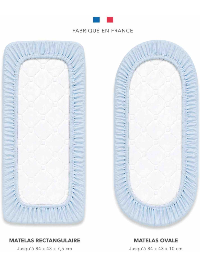 Hoeslaken wieg baby van katoenen mousseline | sevira kids Blauw - Kiabi