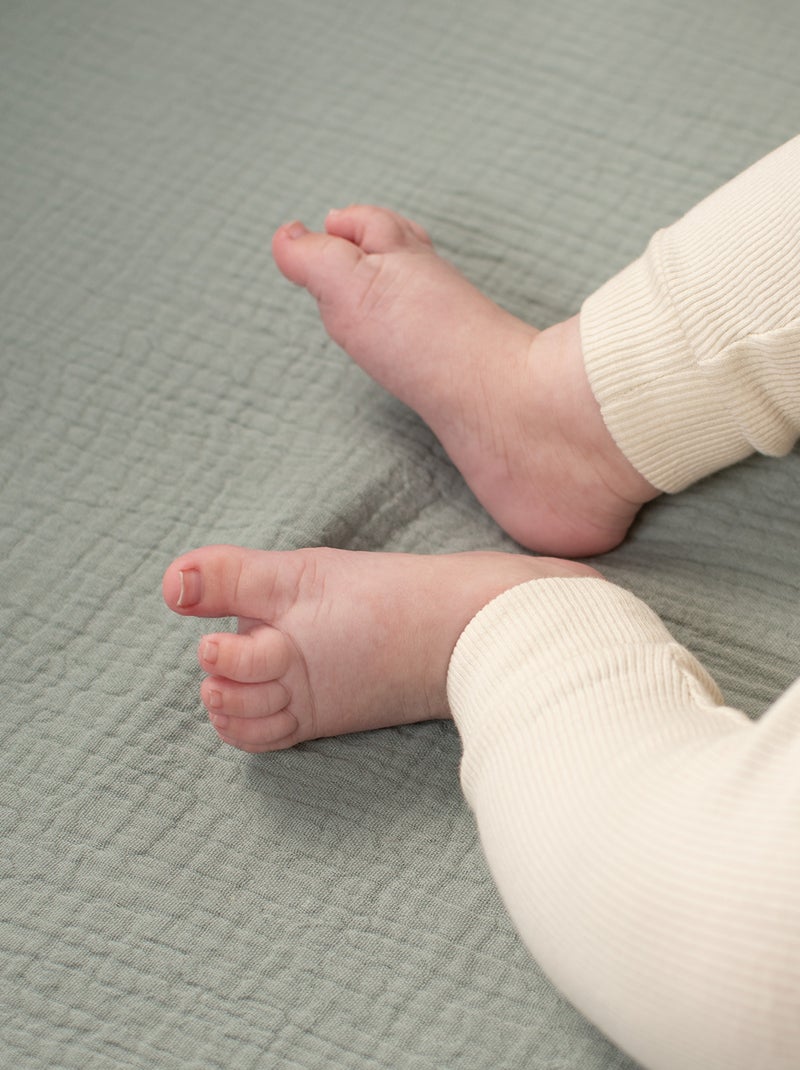 Hoeslaken wieg baby van katoenen mousseline Watergroen - Kiabi