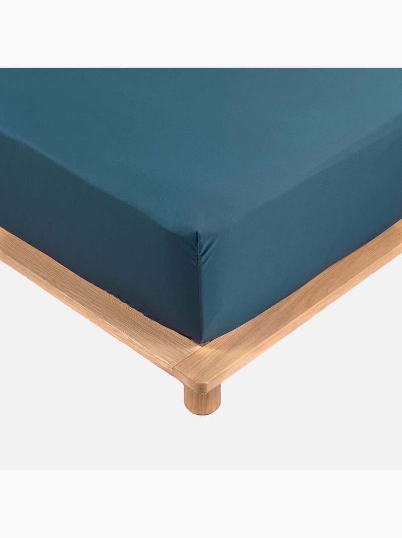 Hoeslakens van katoenen perkal lia promo linge Blauw - Kiabi
