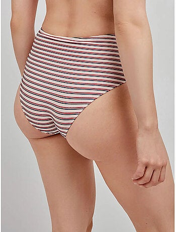Hoge bikini broekje gestreepte print