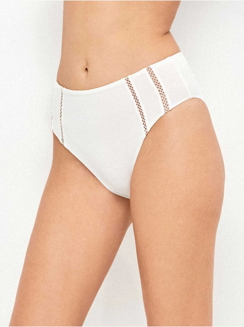 Hoge bikini broekje uitgesneden Ivoor - Kiabi