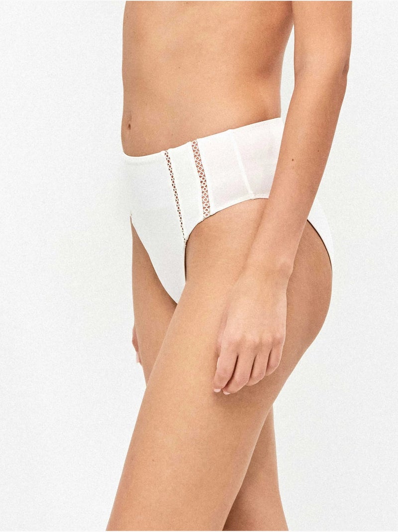 Hoge bikini broekje uitgesneden Ivoor - Kiabi