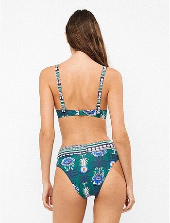 Hoge bikini slip met tropische ananas print