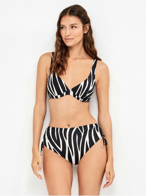 Hoge bikinislip in dierenprint zebrapatroon stof - Kiabi