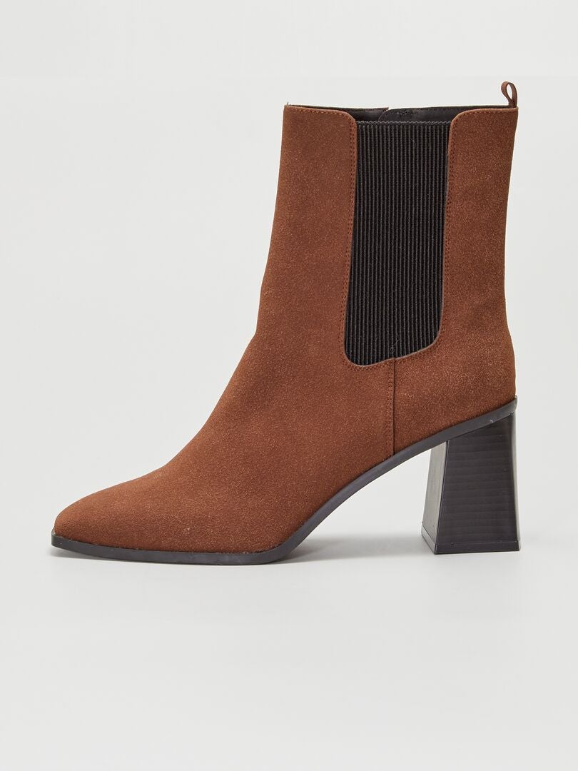 Hoge boots in Chelseastijl met vierkante hak - BRUIN - Kiabi - 27.00€