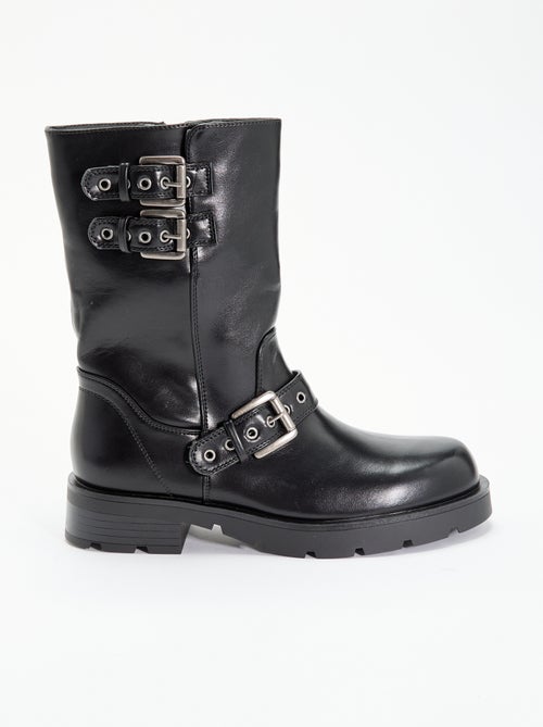 Hoge boots van imitatieleer met decoratieve band - Kiabi