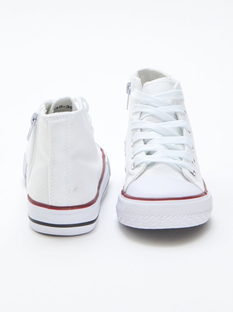 Hoge canvas sneakers met rits Wit - Kiabi