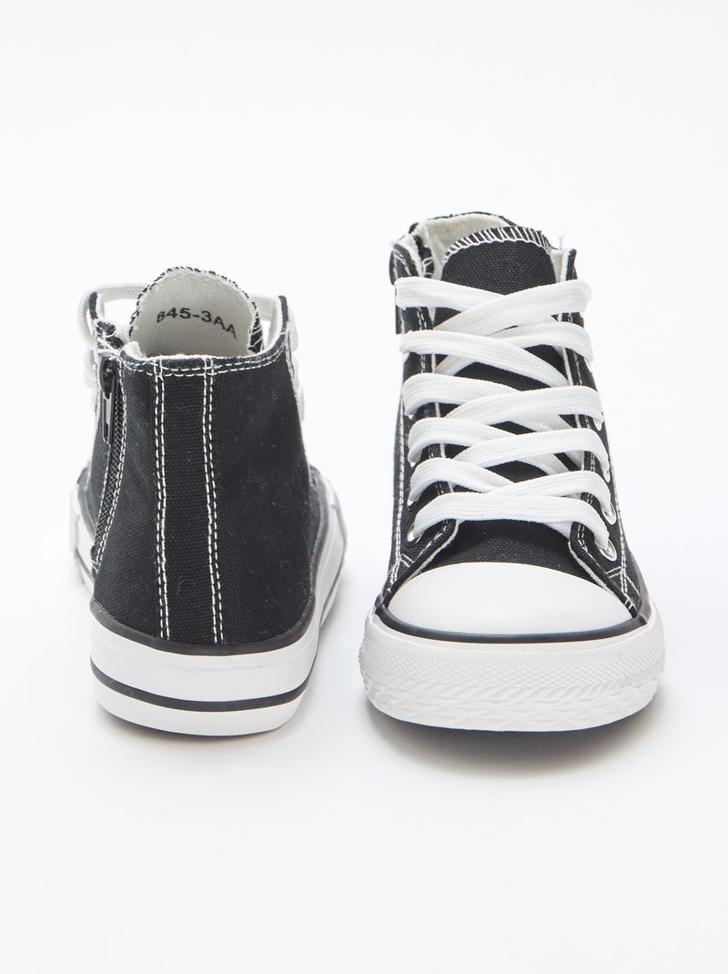 Hoge canvas sneakers met rits Zwart - Kiabi