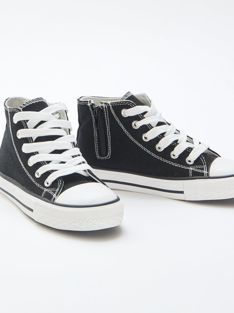 Hoge canvas sneakers met rits Zwart - Kiabi
