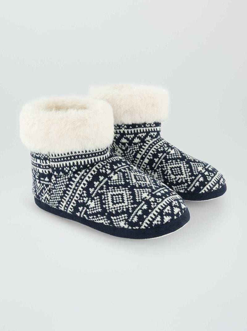 Hoge, gevoerde kerstsloffen BLAUW - Kiabi