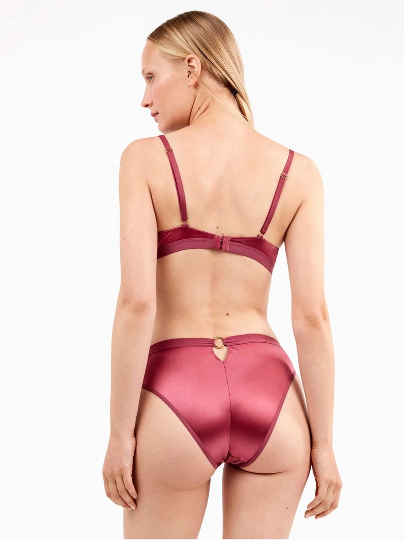 Hoge kanten bloemen slip Bordeauxrood - Kiabi