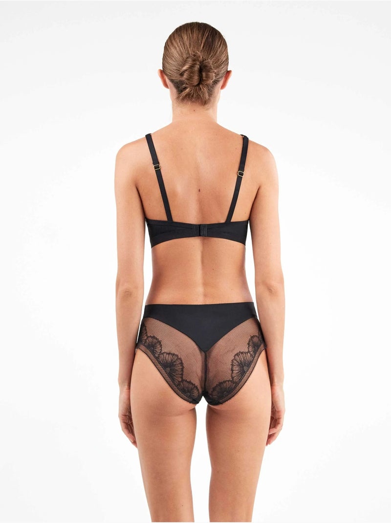 Hoge kanten bloemen slip Zwart - Kiabi