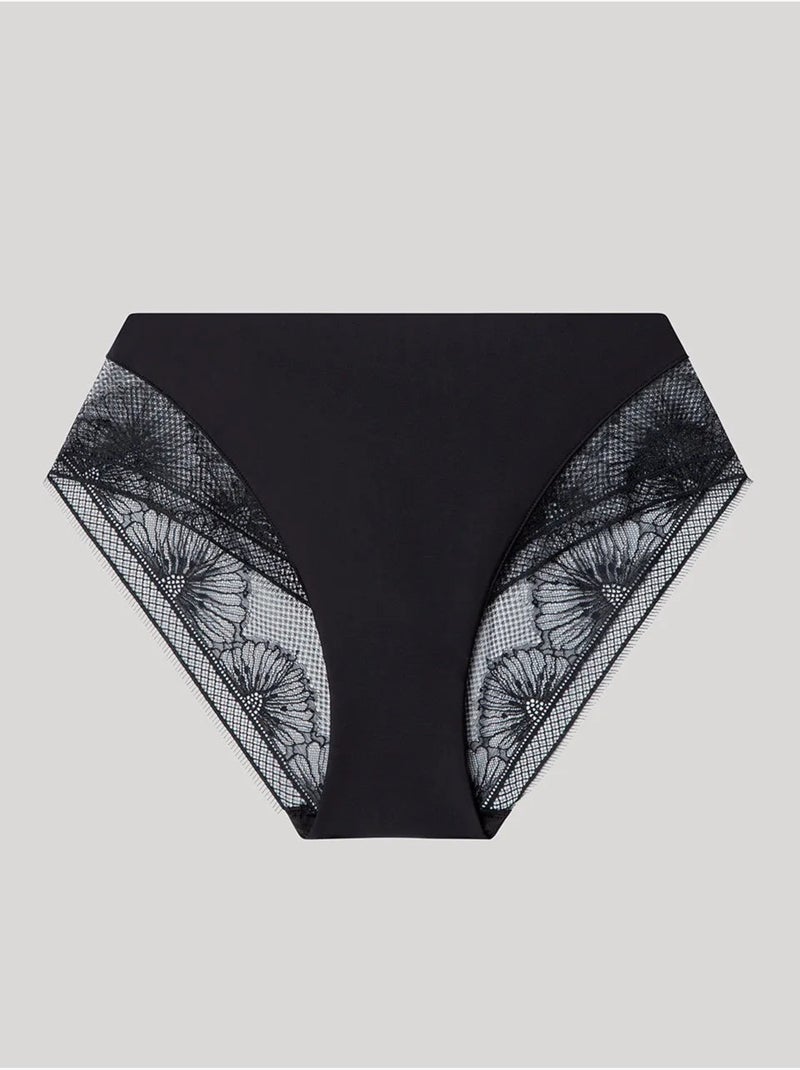 Hoge kanten bloemen slip Zwart - Kiabi