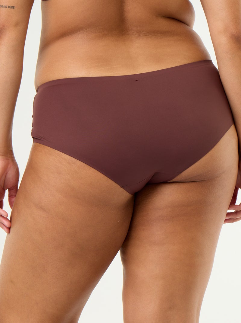 Hoge microvezel slip met kant Bruin - Kiabi